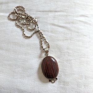 925  silver pendant with real gem stone-- New!